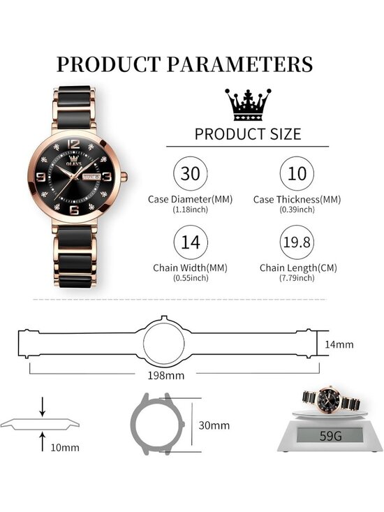 Women\'s Black Analog Quartz Ceramic Reloj Mujer Shinning Diamond Luxury Watch main image 7